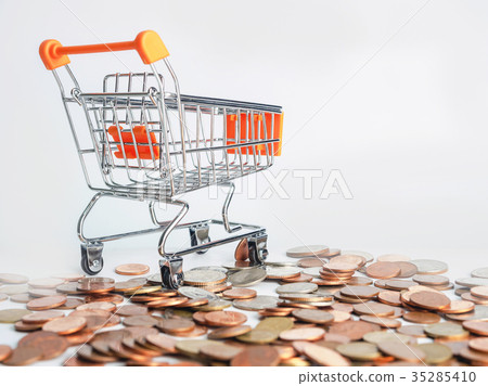 Trolley where coins are inverted. Trolley where coins are inverted. 35285410