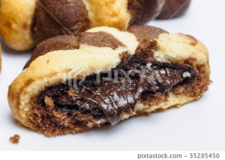 Closeup of chocolate cream  filled biscuits 35285450