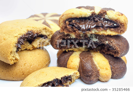 Chocolate cream filled biscuits 35285466