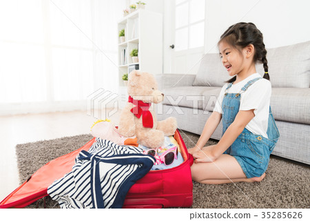 little children finished prepared travel luggage little children finished prepared travel luggage 35285626