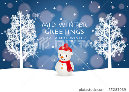 Snowy summer cold weather template - Stock Illustration [35285989] - PIXTA