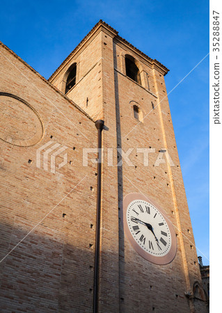 Clock tower of San Agostino cathedral. Fermo 35288847