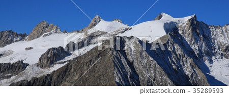 Rugged mountains and glacier in Valais Canton. Rugged mountains and glacier in Valais Canton. 35289593