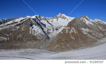Mount Aletschhorn and Aletsch glacier. 35289597