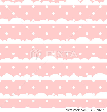 Pink and white polka dot clouds baby seamless 35289644