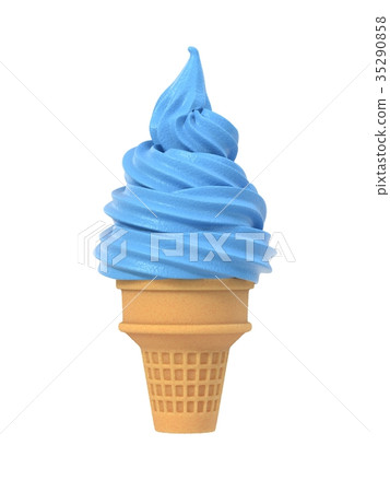 Blueberry soft ice icecream in wafel cone Blueberry soft ice icecream in wafel cone 35290858