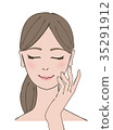 閉上她的眼睛的婦女的例證 35291912