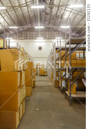 Cardboards box with products in the warehouse Cardboards box with products in the warehouse 35292133