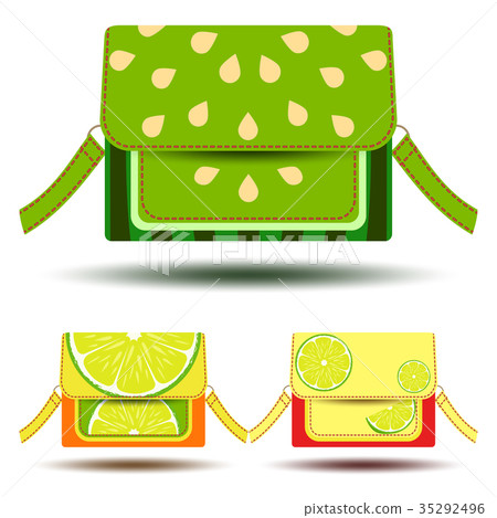 Woman clutch set poster isolated on white Woman clutch set poster isolated on white 35292496