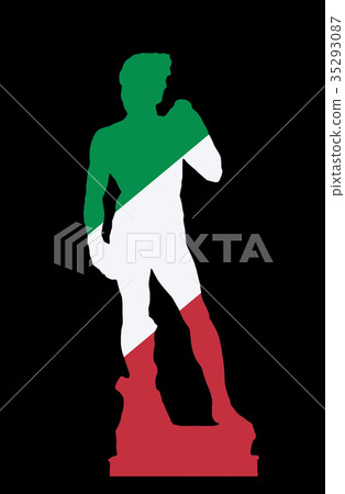 Silhouette of David statue, Florence, italian flag 35293087