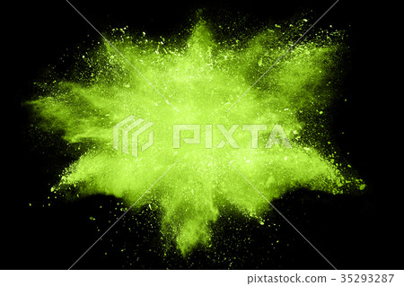 abstract green powder splatted on black background abstract green powder splatted on black background 35293287