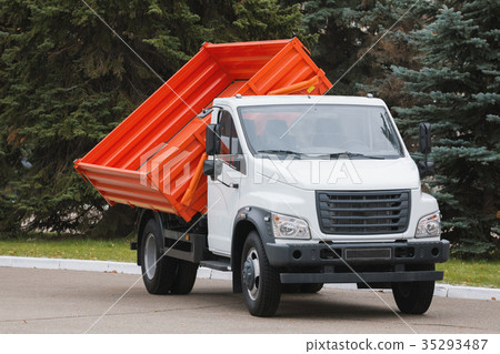 Small dump truck with red body Small dump truck with red body 35293487