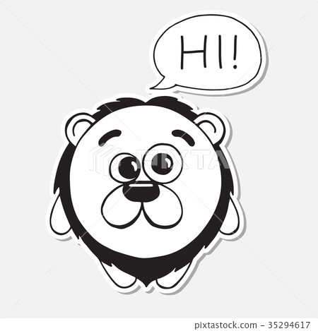 Funny hand drawn lion in cartoon style. 35294617