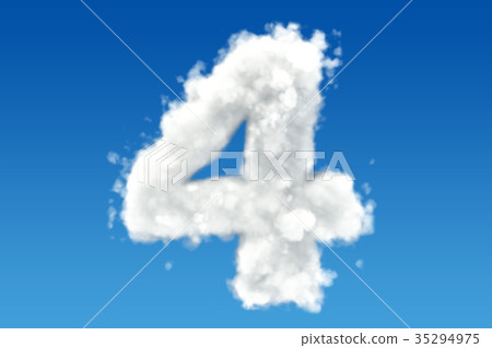 Number 4, from clouds in the sky. 3D rendering 35294975