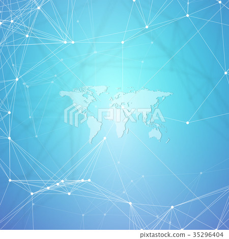 White world map with chemistry pattern, connecting 35296404