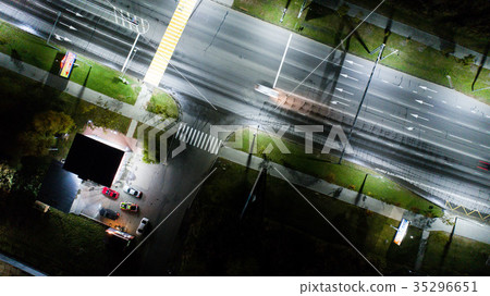road night car photographed from the air 35296651