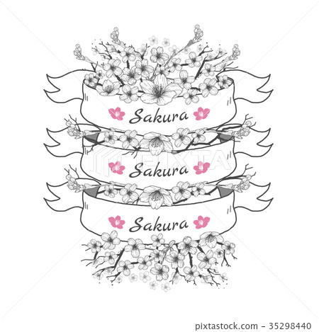 Flower ribbon of Sakura. Flower ribbon of Sakura. 35298440