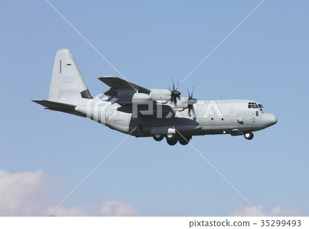 U.S. Marine Corps Airborne Killer flying a clear sky blue sky KC-130J Hercules 35299493