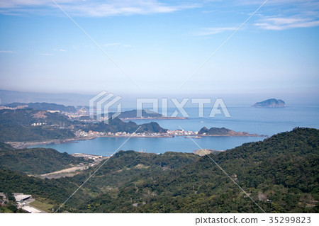 Taiwan Chiufen (Kyupu) View of Keelung from observation deck of Kurorei district 35299823