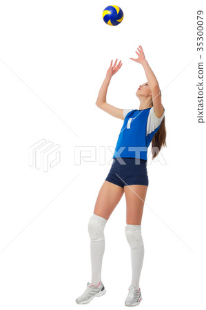 Girl volleyball player (ver with ball) 35300079