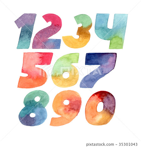Large illustration with colorful gradient numbers 35301043