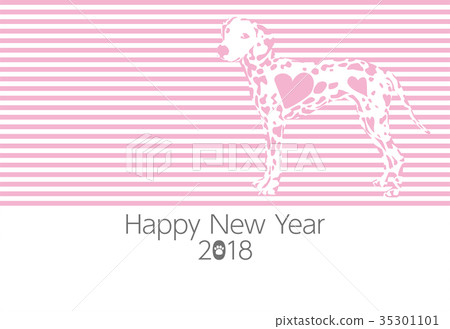 2018 New Year's card pink dalmatian landscape 35301101