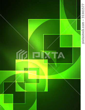 Glowing squares in the dark, digital abstract 35301577