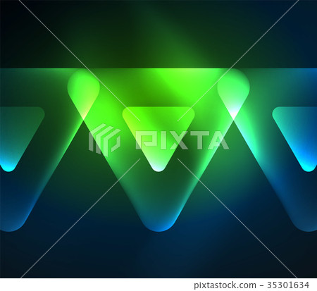 Glass glowing bright triangles on dark space 35301634