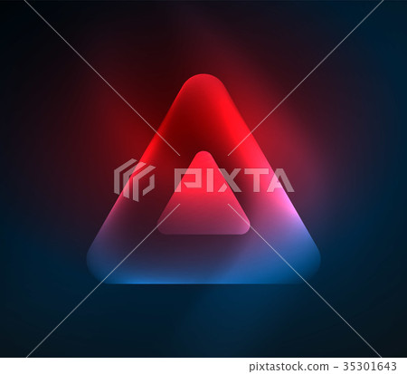 Glass glowing bright triangles on dark space 35301643