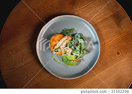 simmered pumpkin with Japanese broth and minced 35302298