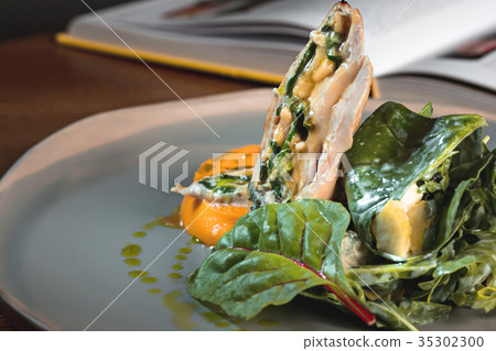 simmered pumpkin with Japanese broth and minced 35302300