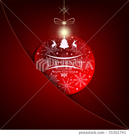 Christmas red background with Christmas ball and - Stock Illustration ...