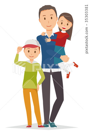 Family illustration (winter)-father and son family 35303381