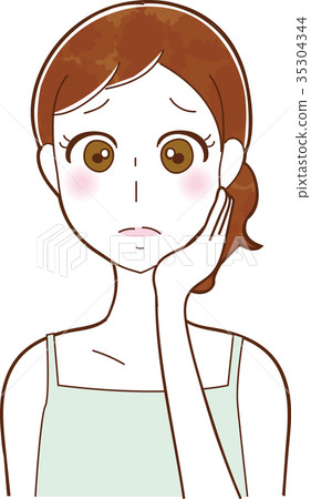 Beauty and skin care: Illustration material of a woman with skin trouble Beauty and skin care: Illustration material of a woman with skin trouble 35304344