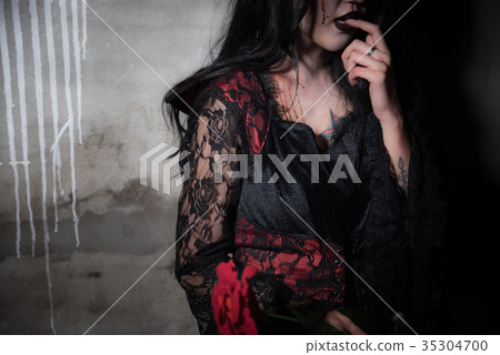 Sexy Beautiful Vampire hungry and finding for blood in abandoned 35304700
