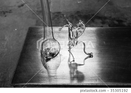 Glass furnace view,Venice,Italy 35305192