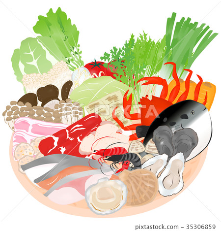 Hot pot, ingredients, yasai, meat, fish Hot pot, ingredients, yasai, meat, fish 35306859