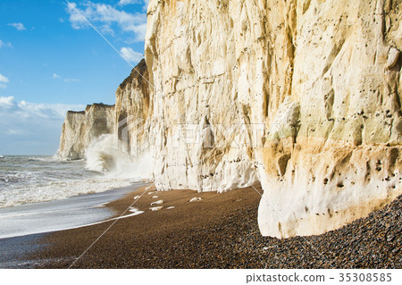Chalk cliffs between Seaford and Newhaven, England Chalk cliffs between Seaford and Newhaven, England 35308585