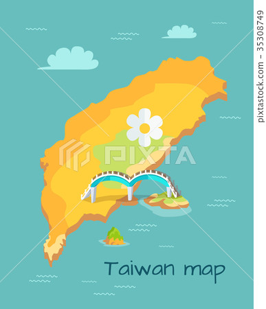 New Moon Bridge Marked on Taiwan Map Illustration 35308749