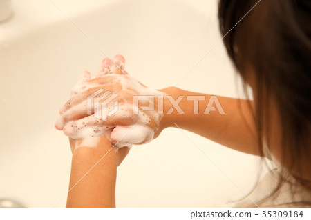 A child washing hands A child washing hands 35309184