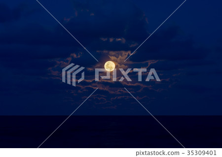 Red moon in the blue sky night. Red moon in the blue sky night. 35309401