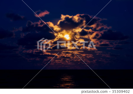 Red moon in the blue sky night. Red moon in the blue sky night. 35309402
