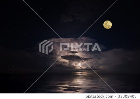 Full moon in the dark sky Full moon in the dark sky 35309403