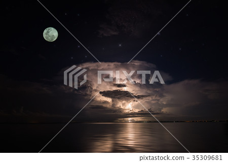 Full moon in the dark sky Full moon in the dark sky 35309681