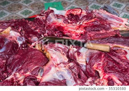 Dog meat sliced local food 35310380