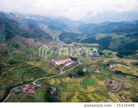 Above view of Sapa city with Tavan village rice 35310440