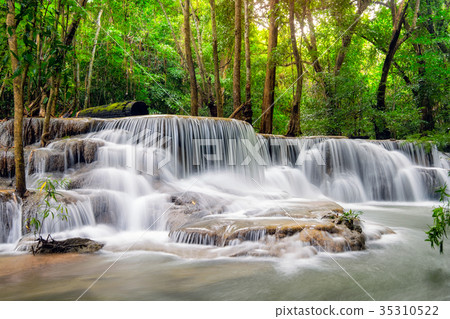 Beautiful Huay Mae Khamin waterfall in tropical 35310522
