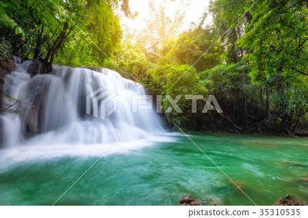 Beautiful Huay Mae Khamin waterfall in tropical Beautiful Huay Mae Khamin waterfall in tropical 35310535