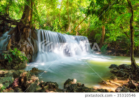 Beautiful Huay Mae Khamin waterfall in tropical Beautiful Huay Mae Khamin waterfall in tropical 35310546