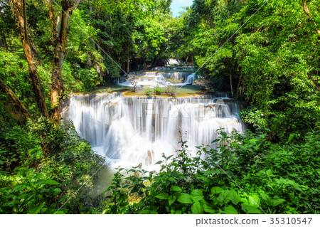 Beautiful Huay Mae Khamin waterfall in tropical 35310547